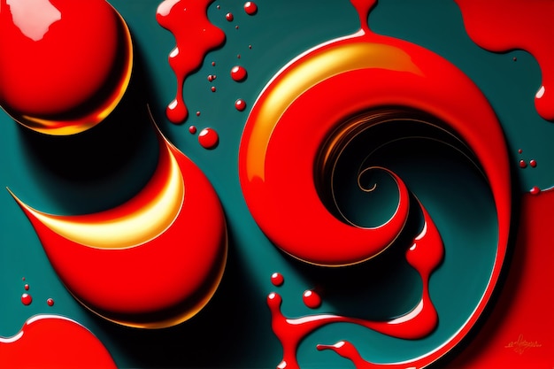 A red swirl with a red swirl on it