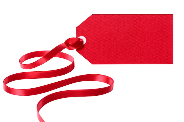 Free photo red tag with a red ribbon