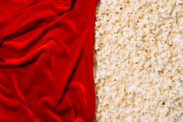 Red textile and popcorn