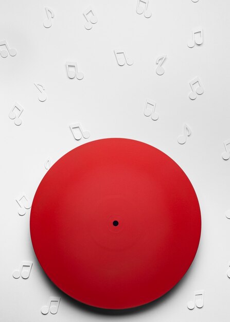 Red vinyl with musical notes