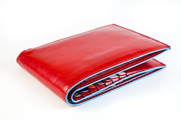 가죽으로 만든 빨간 지갑 - 오리지널 이탈리아 패션 액세서리