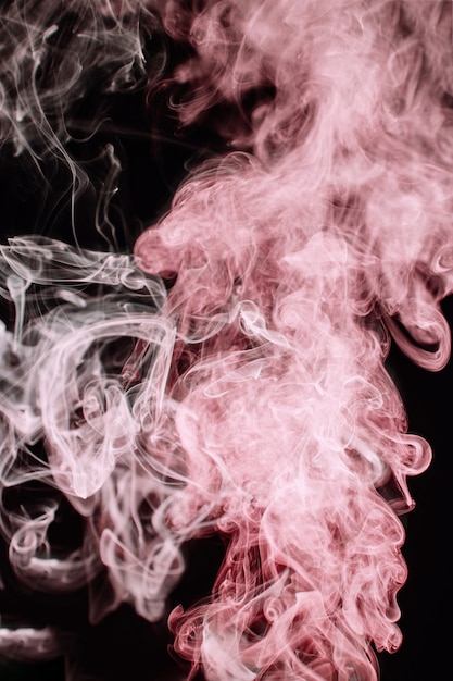 Red wavy smoke on black background