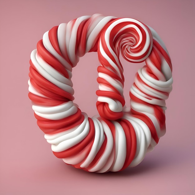 Free photo red and white striped lollipop on pink background 3d rendering