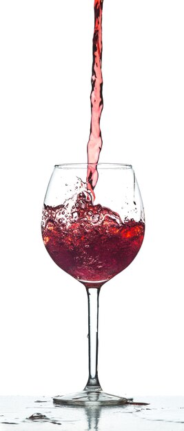 Red wine splash over white background