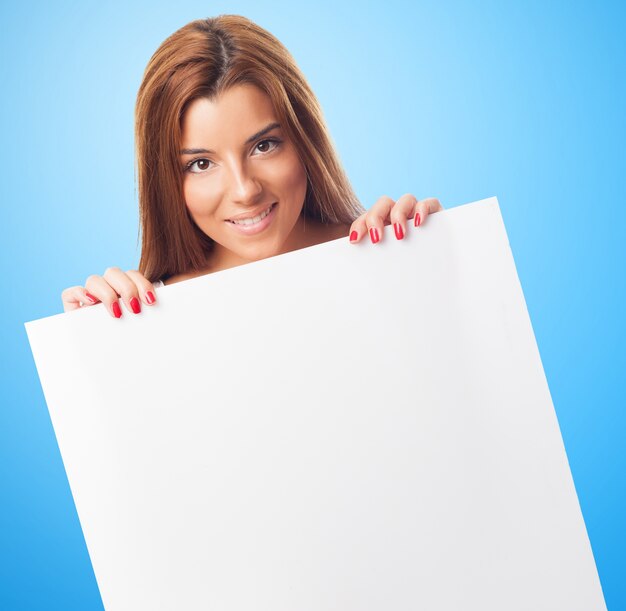 Red woman holding map paper