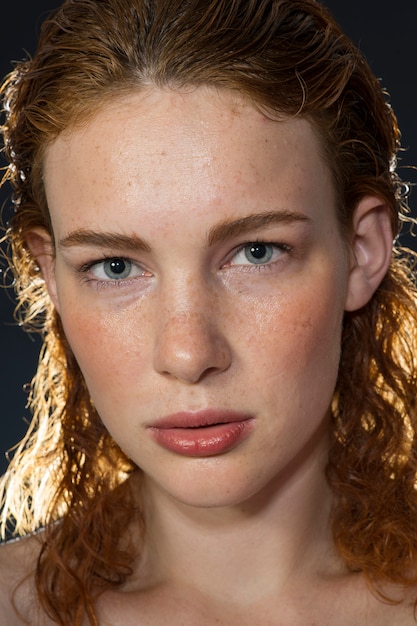 Redhead girl with freckles