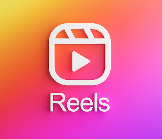 Reels instagram logo. new feature social media app 3d rendering Premium Photo