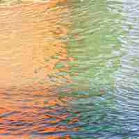 Free photo reflection of the beautiful and colorful lights on the ripples on the water