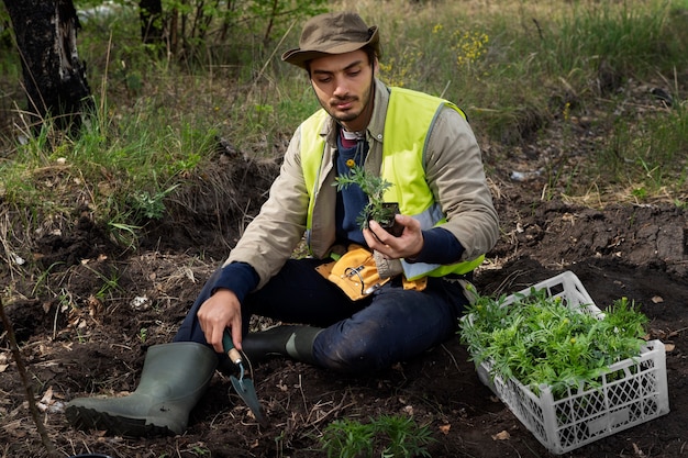 Free photo reforestation done by voluntary group