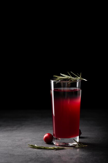 Refreshing beverage on dark background