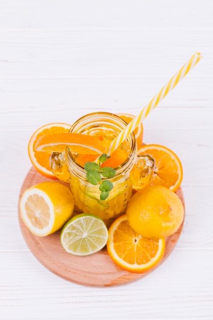 Refreshing citrus drink and fruit