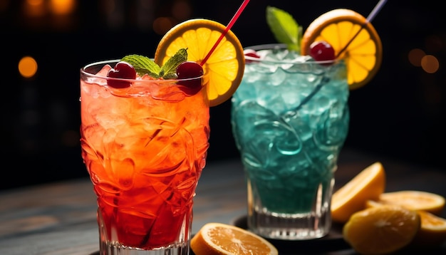 Free photo refreshing cocktail with citrus fruit and mint leaf generated by ai