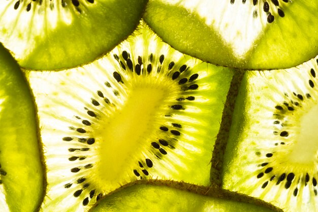 Refreshing cut slices of kiwi