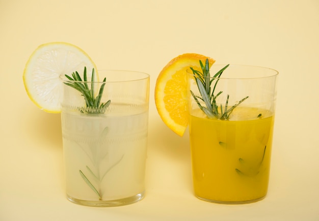 Refreshing drink with orange and lemon