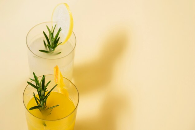 Refreshing drink with orange and lemon