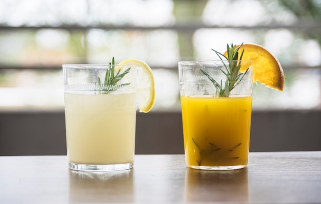 Refreshing drink with orange and lemon