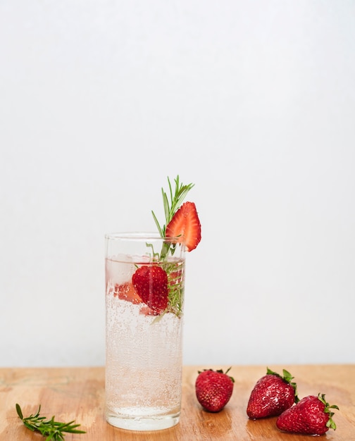 Refreshing drink with strawberry