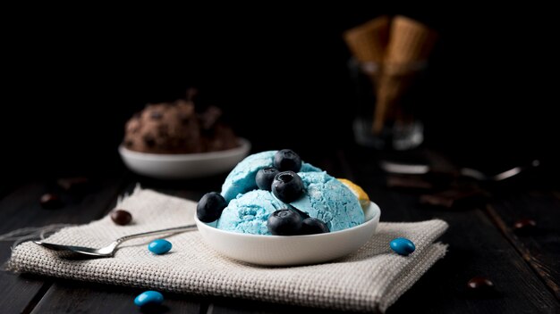 Refreshing ice cream ready to be served