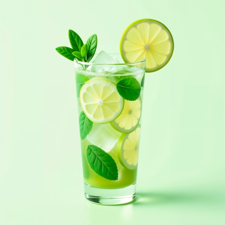 Free Photo refreshing lime mint drink
