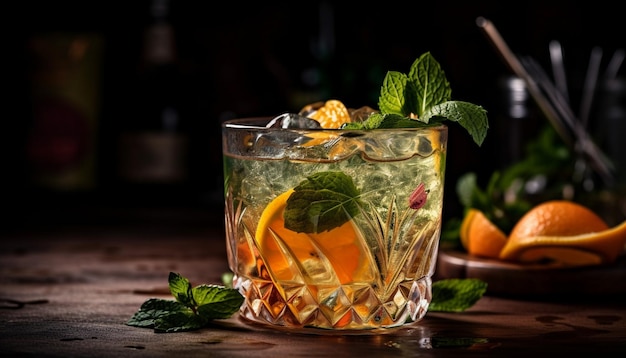 A refreshing mojito with mint and lime generated by AI