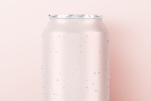Free photo refreshing pink soda can with water drops
