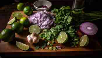 Free photo a refreshing salad of lime avocado and seafood generated by ai