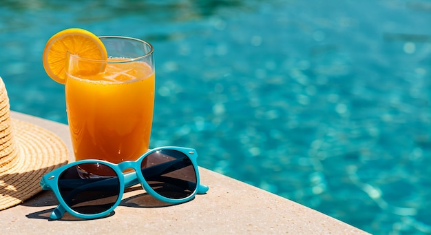 refreshing summer drink by the pool