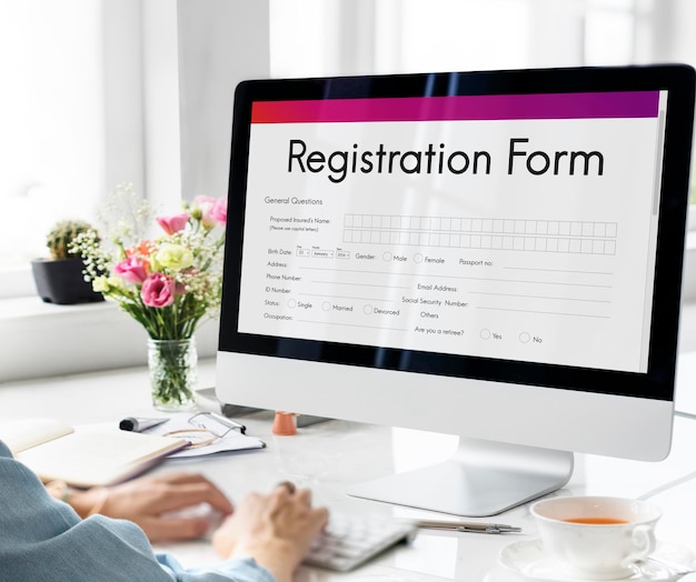 Free photo registration application paper form concept