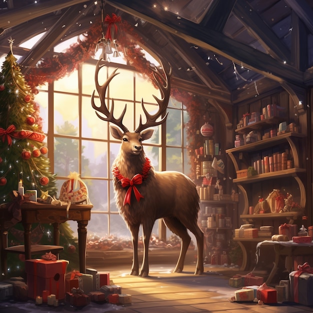 Reindeer with christmas decorations