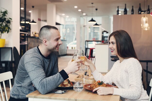 Relationship. Lovely couple in cafe