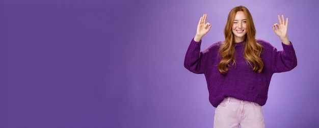 Free photo relax everything ok assured charming and happy young redhead with long beautiful hair and freckles w