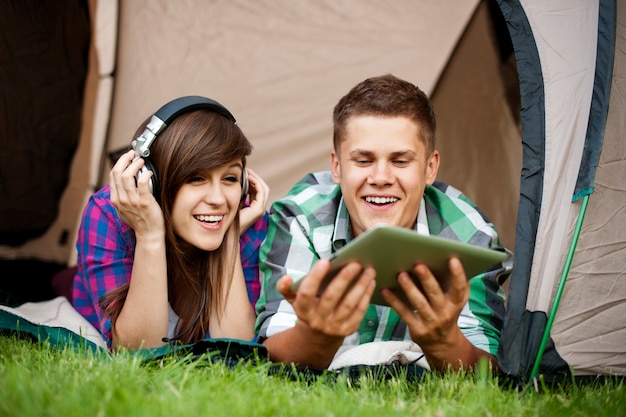 Relax in tent