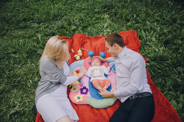 Relaxed family having fun in the park