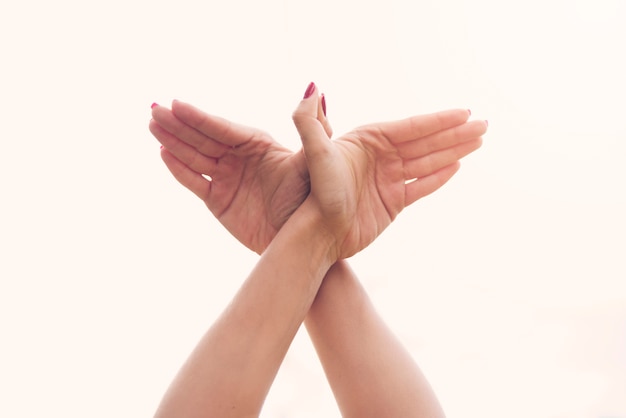 Free photo relaxed girl practicing yoga at home