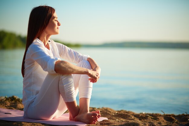 Relaxed woman enjoying the sea