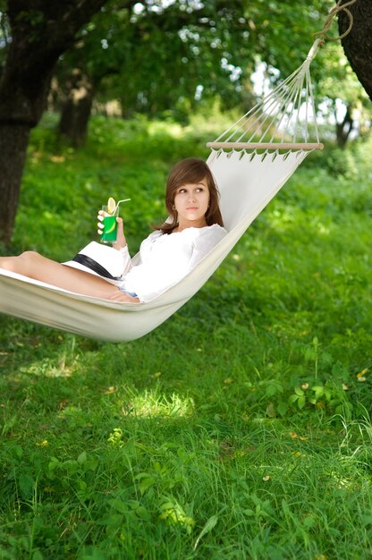 Relaxing on hammock