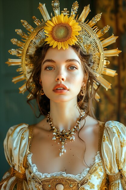 太陽の女神としての女性のルネッサンス時代の肖像画