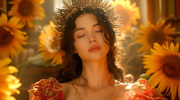 Ренессансный портрет женщины в роли богини солнца