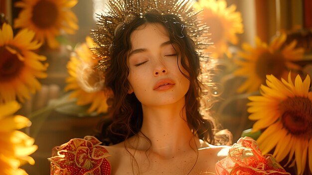 Renaissance portrait of woman as sun goddess