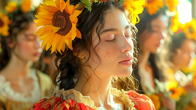 Renaissance portrait of woman as sun goddess
