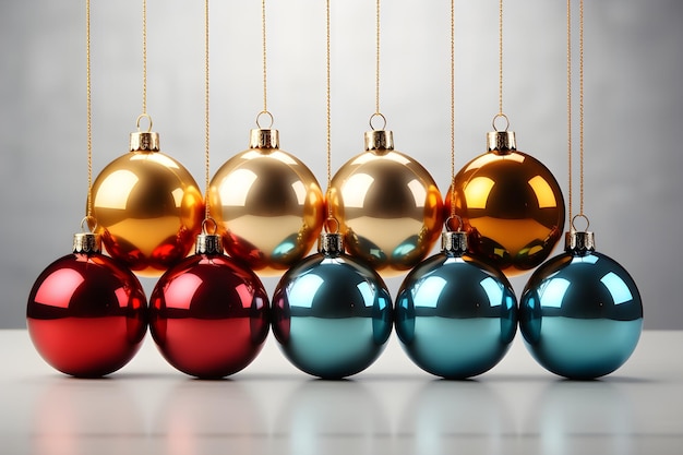 Free photo render colorful christmas ball background