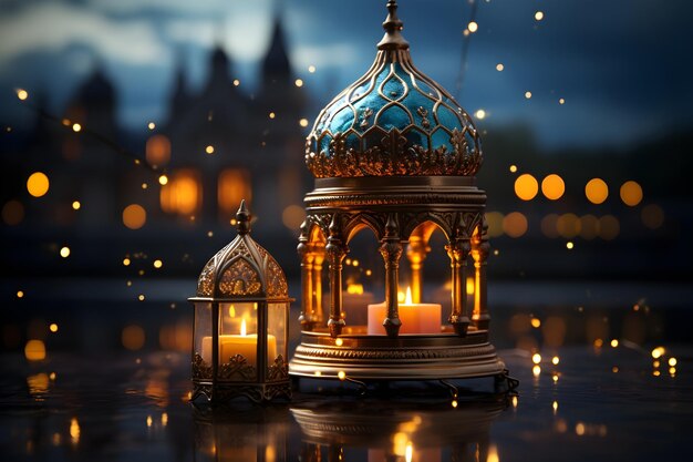 render lantern Islamic new year background