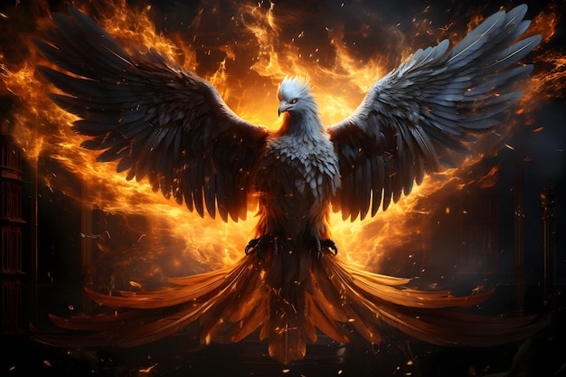 render transcendent light phoenix background