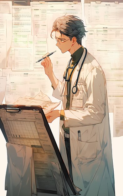 일하는 애니메이션 의사의 렌더링