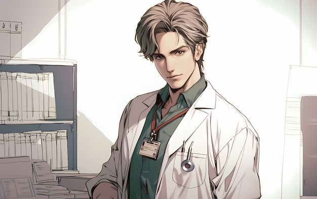 Free photo rendering of anime doctor portrait