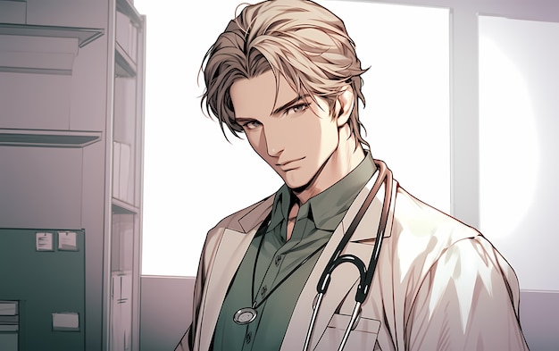 Free photo rendering of anime doctor portrait