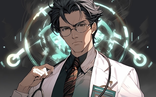 Free photo rendering of anime doctor portrait