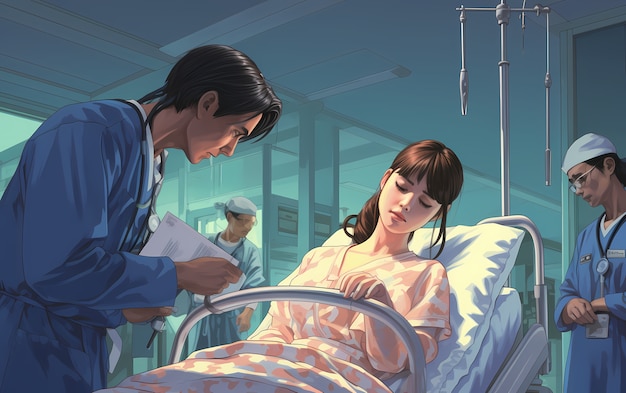 Free photo rendering of anime doctor with patient