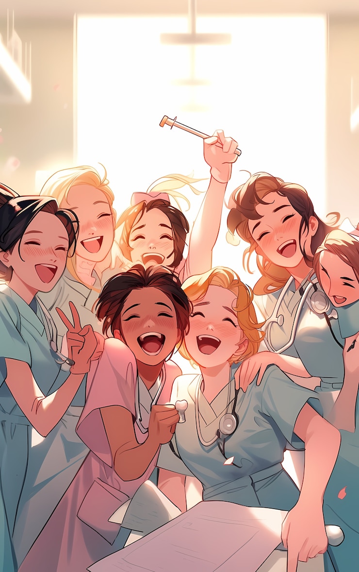 Free Photo rendering of anime doctors having party