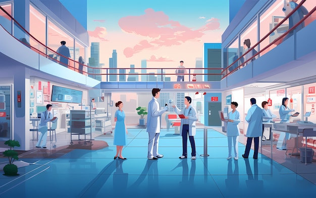 Free photo rendering of anime doctors at work